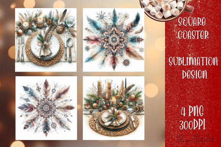 Happy Christmas Coaster Design | boho Square