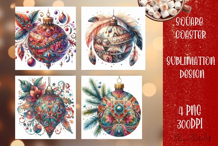 Happy Christmas Coaster Design | boho Square