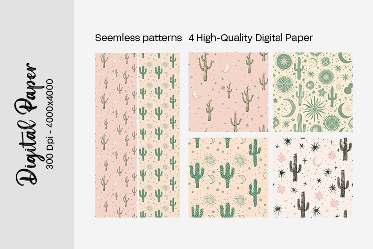 Summer Boho digital paper Seamless backgrounds