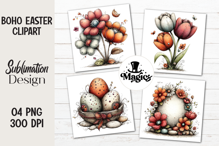 Boho Easter Watercolor clipart