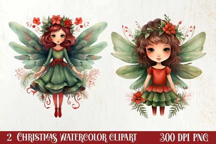 Boho Fairy Christmas Clipart Sublimation, Christmas Clipart