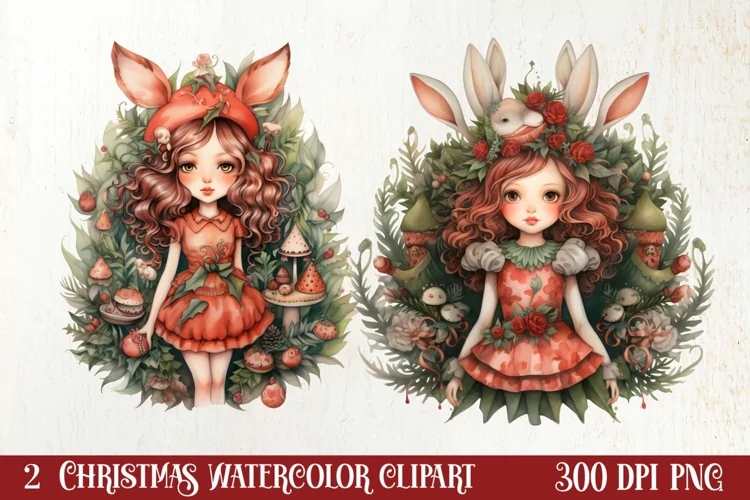 Boho Fairy Christmas Clipart Sublimation, Christmas Clipart