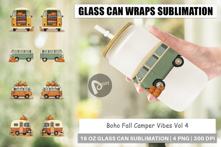Glass Can Boho Fall Camper