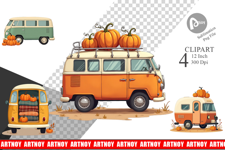 Boho Fall Camper Clipart