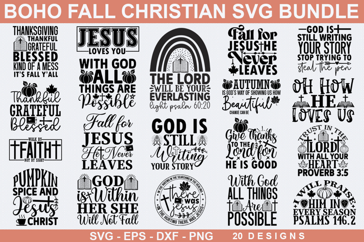 Boho Fall Christian SVG Bundle - Christian SVG Bund, Fall