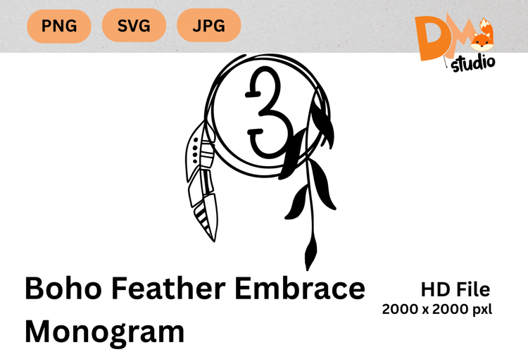 Boho Feather Embrace Monogram