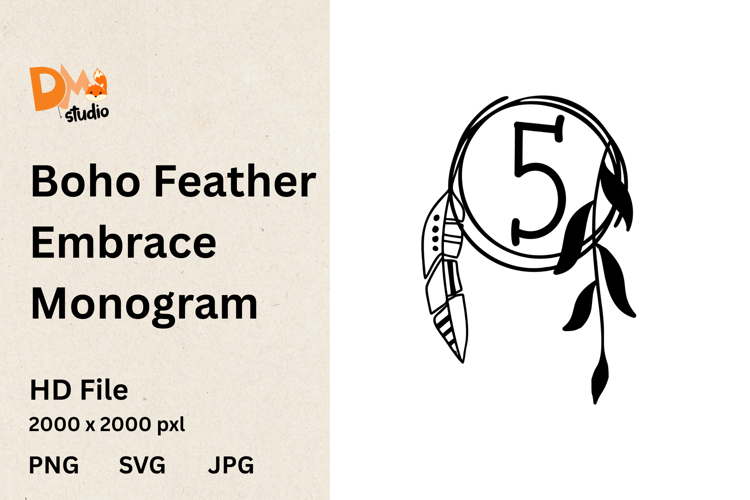 Boho Feather Embrace Monogram