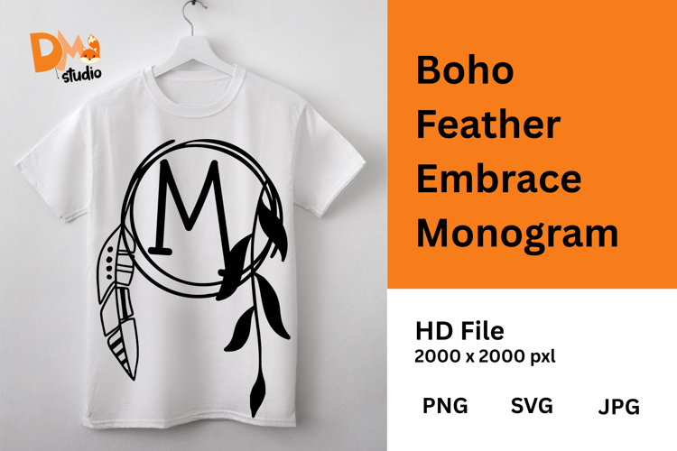 Boho Feather Embrace Monogram