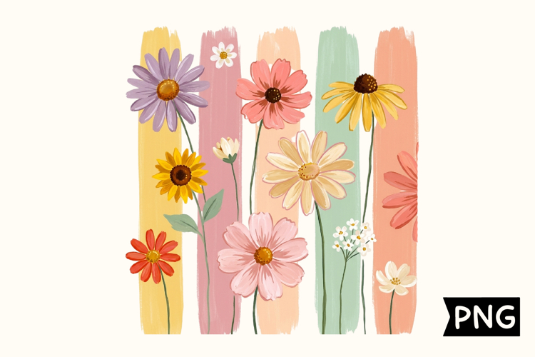 Boho Floral Brush Stroke PNG Design