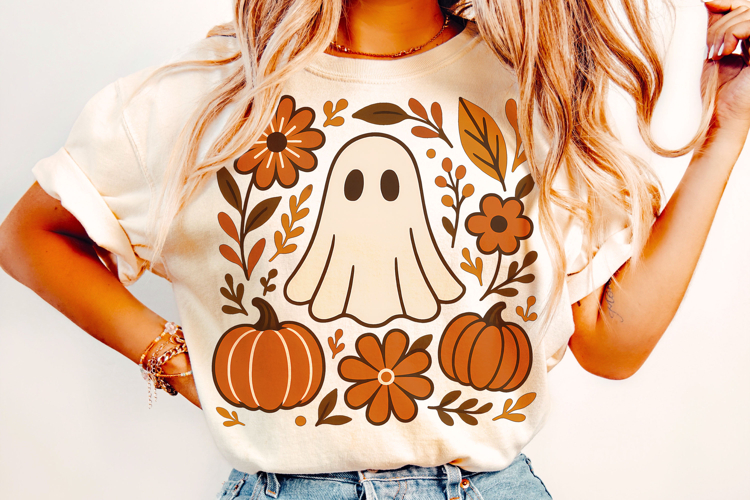 Pumpkin PNG, Boho Floral Fall PNG, Autumn PNG, Halloween PNG