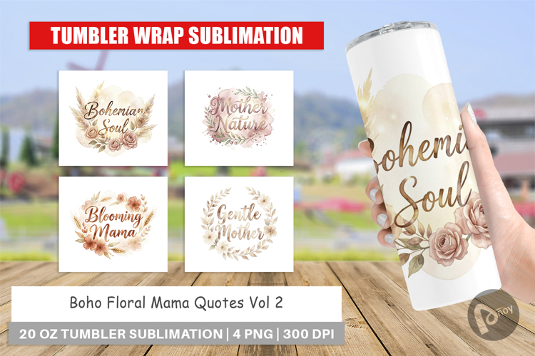 Boho Floral Mama Quotes Tumbler