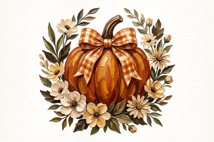 Boho Floral Pumpkin PNG