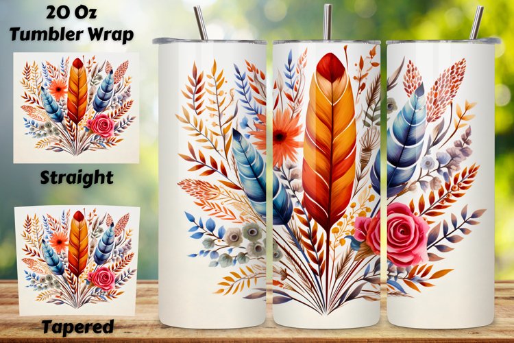 Boho Floral Seamless Tumbler Wrap | Sublimation PNG design