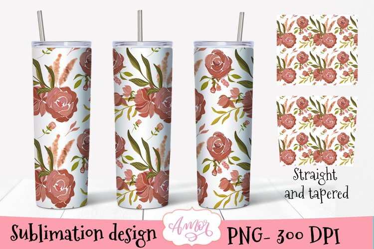 Boho floral 20 oz skinny tumbler sublimation design example image 1