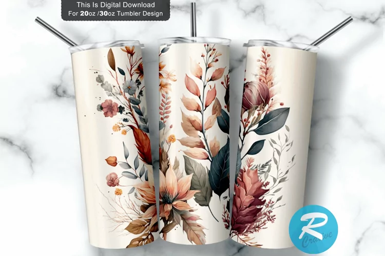 Boho Florals Watercolor 20oz/30oz Skinny Tumbler
