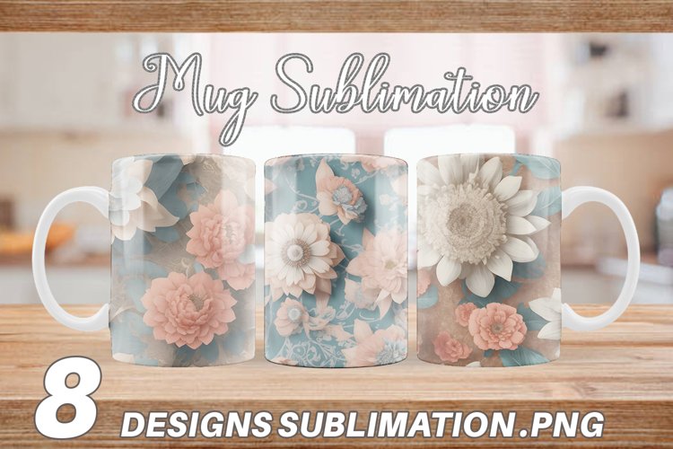 Boho Flowers Pattern Mug sublimation design