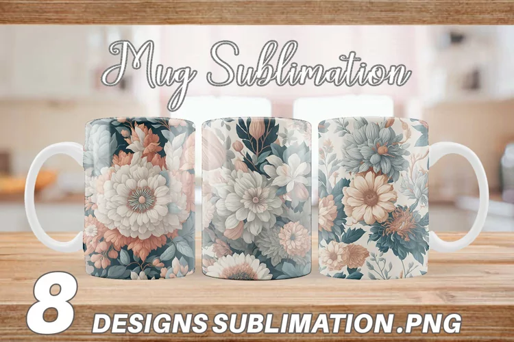 Boho Flowers Bohemian Mug sublimation design