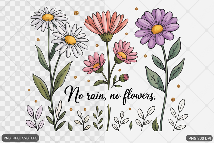 Boho Retro Flowers Motivational Quotes