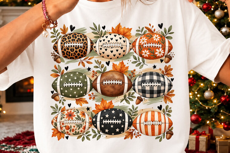 Boho Football Fall PNG, Preppy Football example image 1