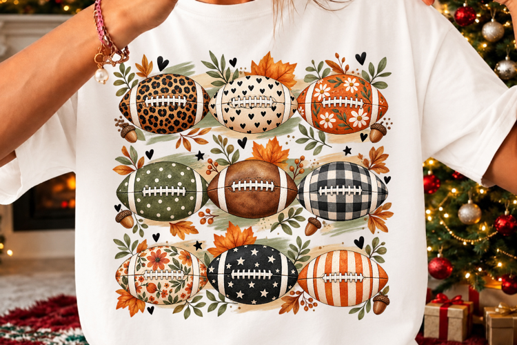 Boho Football Fall PNG, Preppy Football