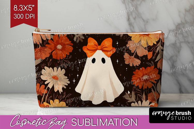 Boho Ghost Halloween Cosmetic Bag Spooky Season Makeup Bag