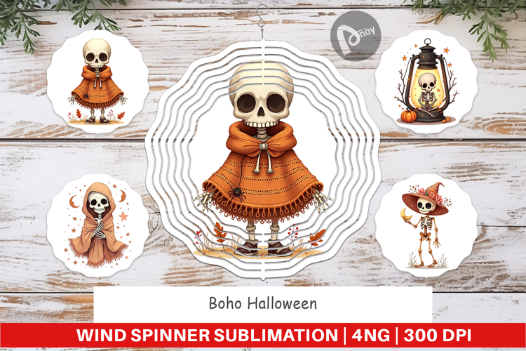 Wind Spinner Boho Skeleton Halloween