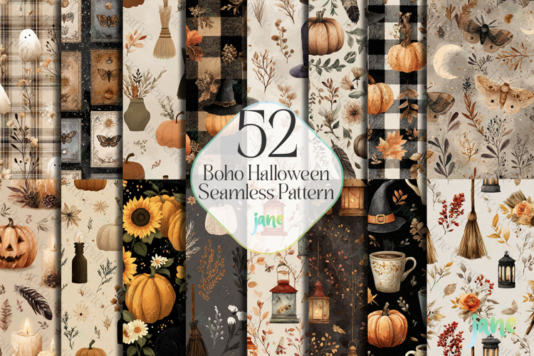 Boho Halloween Seamless Pattern Bundle
