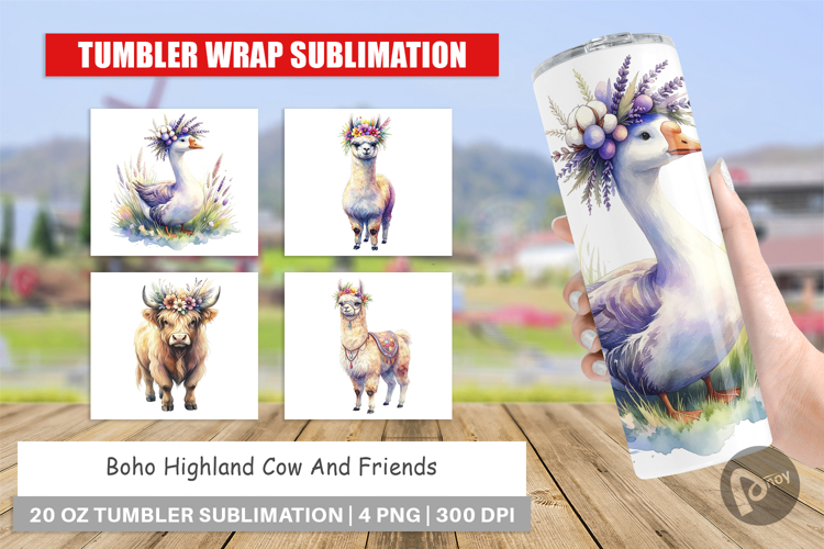 Boho Highland Cow Tumbler