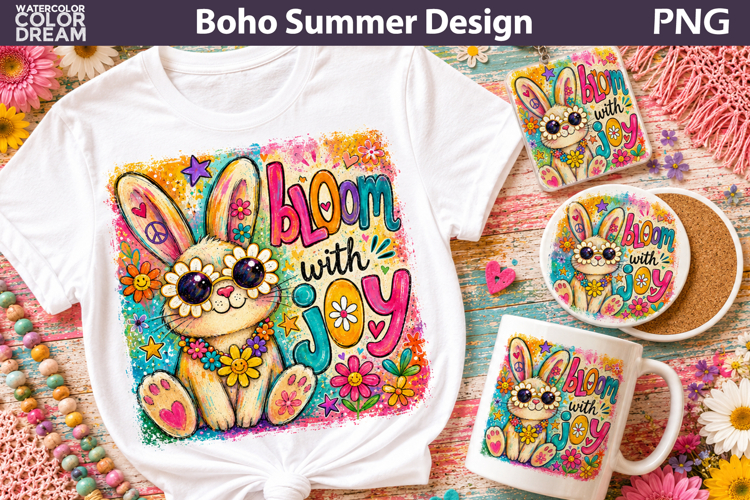 Hippie Bunny Art | Boho Summer Sublimation