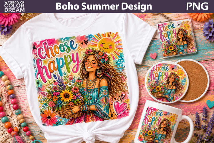 Choose Happy | Boho Flower Girl Sublimation