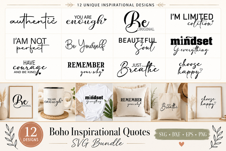 Boho Inspirational Quotes SVG Bundle