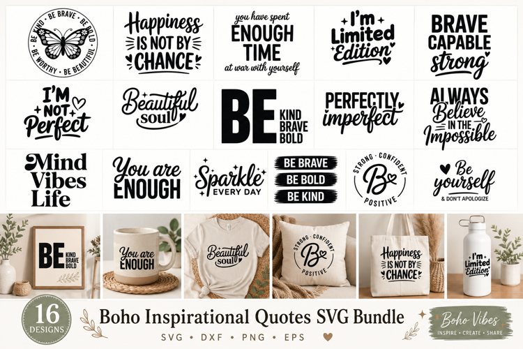 Boho Inspirational Quotes SVG Bundle