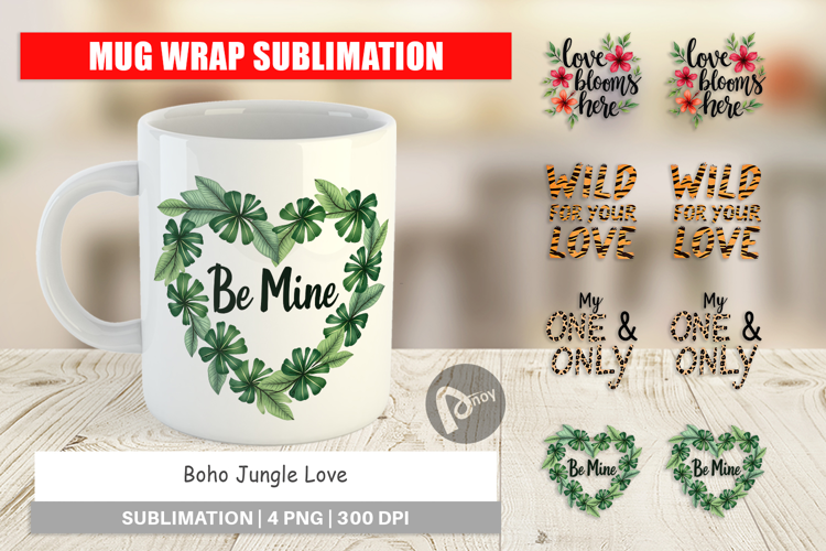 Boho Jungle Valentine Mug Wrap