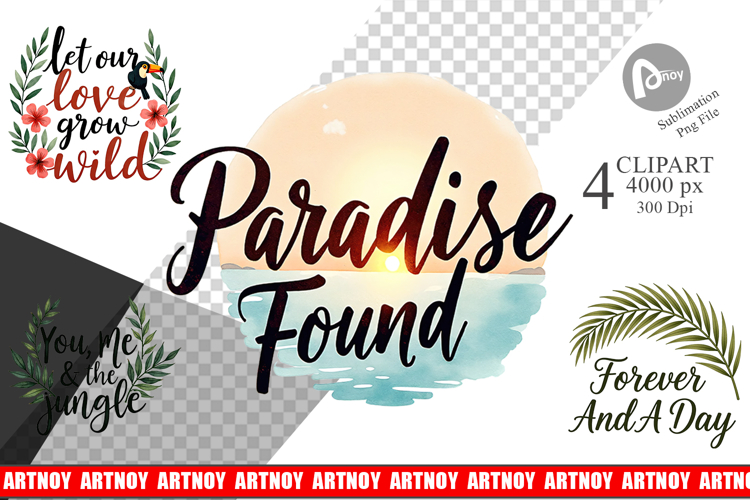 Boho Jungle Valentine Clipart