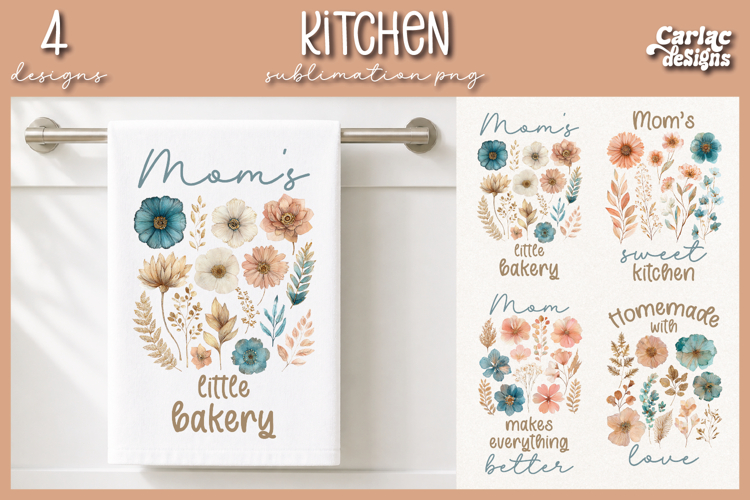 Cute Mom Kitchen Towel Sublimation, Boho Kitchen Towel
