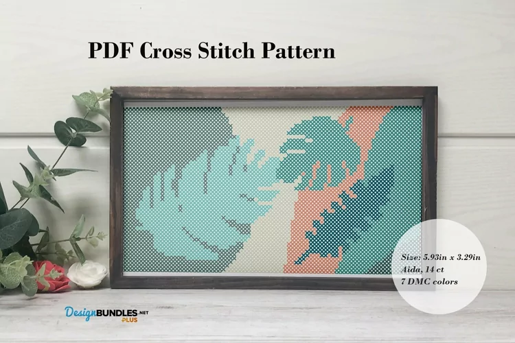 Boho Leaves Cross Stitch Pattern - Digital Download PDF
