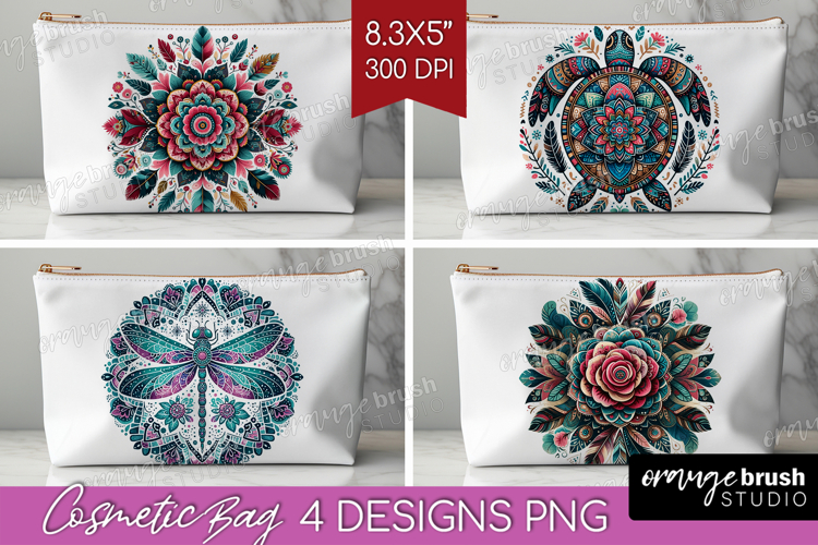 Boho Animal Cosmetic Bag - Mandala Makeup Bag PNG