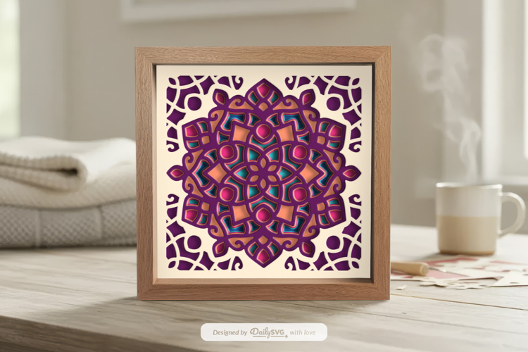 Boho Mandala Home Decor Layered Shadow Box