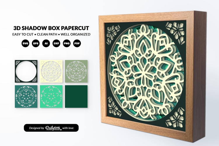 Boho Mandala Home Decor Layered Shadow Box