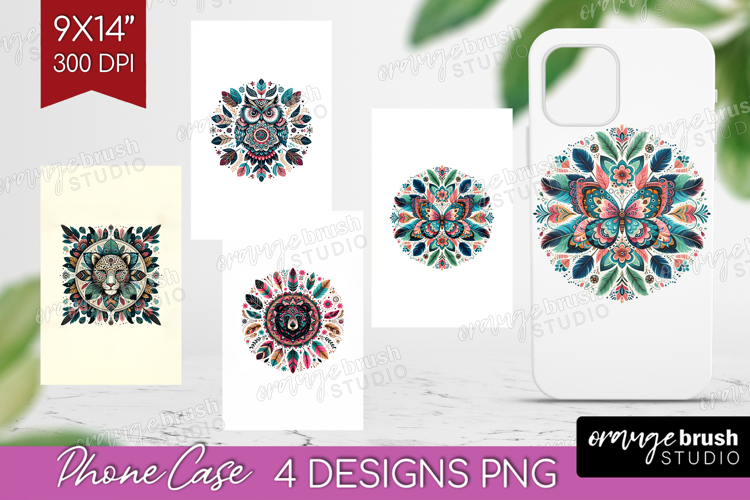 Boho Animal Phone Case PNG - Mandala Case PNG Sublimation