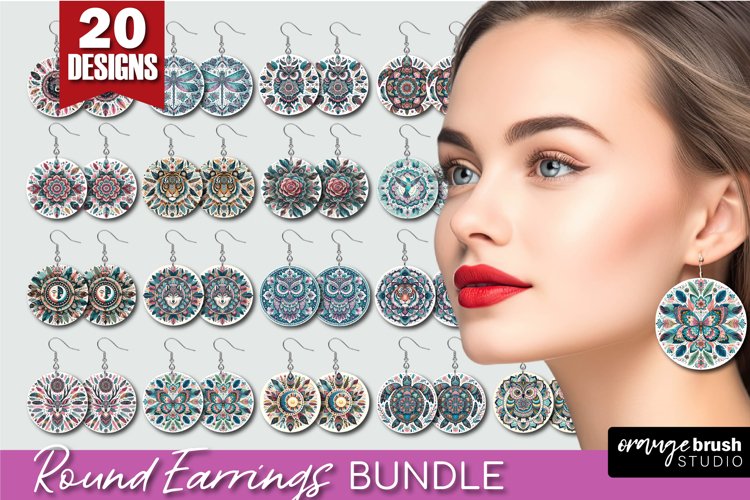 Boho Mandala Round Earrings Sublimation - Earrings Bundle