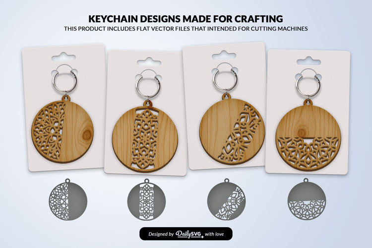 Boho Mandala Round Keychain Laser Cut