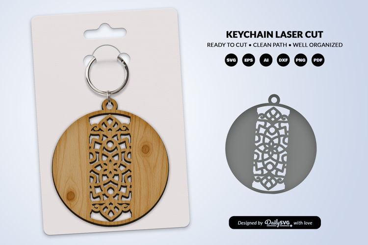 Boho Mandala Round Keychain Laser Cut