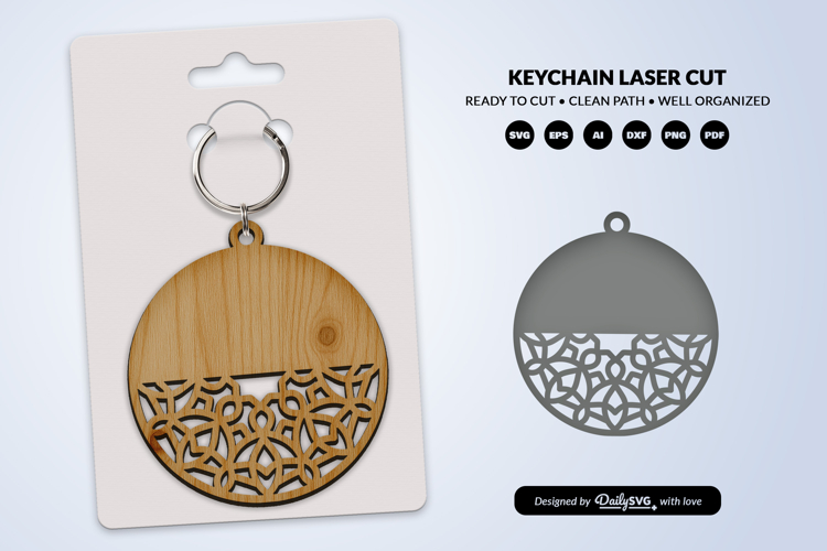 Boho Mandala Round Keychain Laser Cut