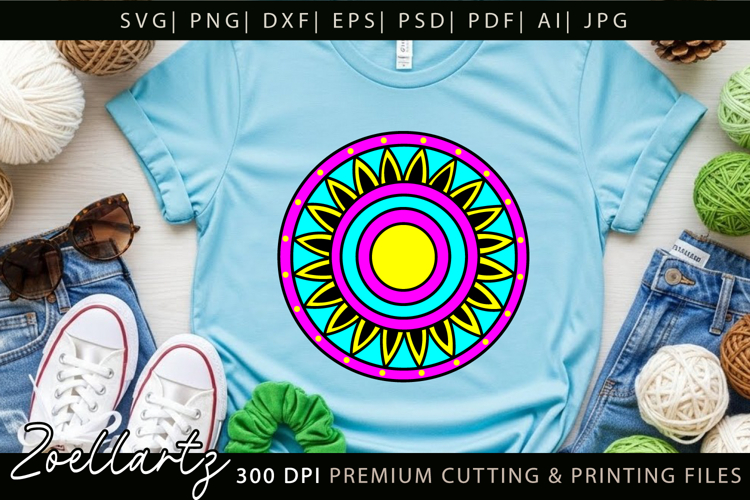 Boho Floral Mandala SVG Cut Files Flower Chakra Mandala