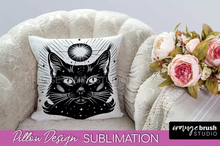 Boho Mystical Pillow Cover, Celestial Pillow Sublimation PNG