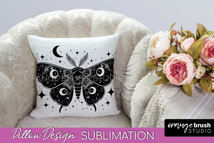 Boho Mystical Pillow Cover, Celestial Pillow Sublimation PNG
