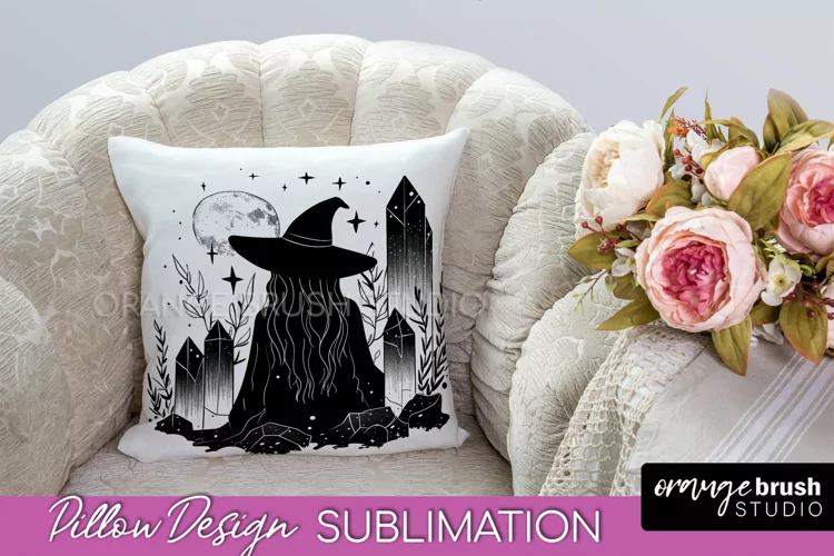 Boho Mystical Pillow Cover, Celestial Pillow Sublimation PNG