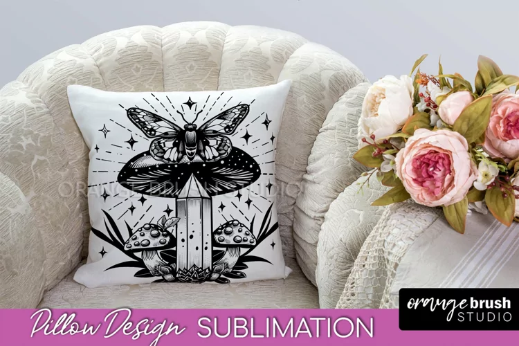 Boho Mystical Pillow Cover, Celestial Pillow Sublimation PNG