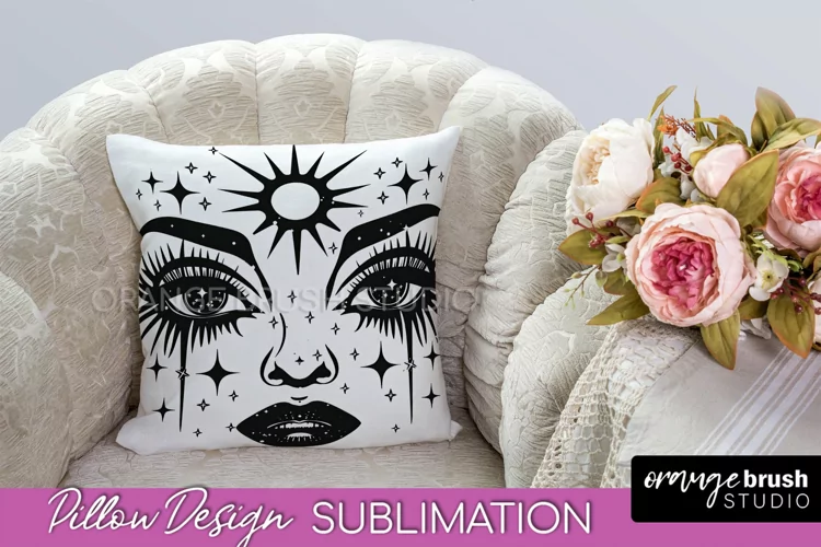 Boho Mystical Pillow Cover, Celestial Pillow Sublimation PNG